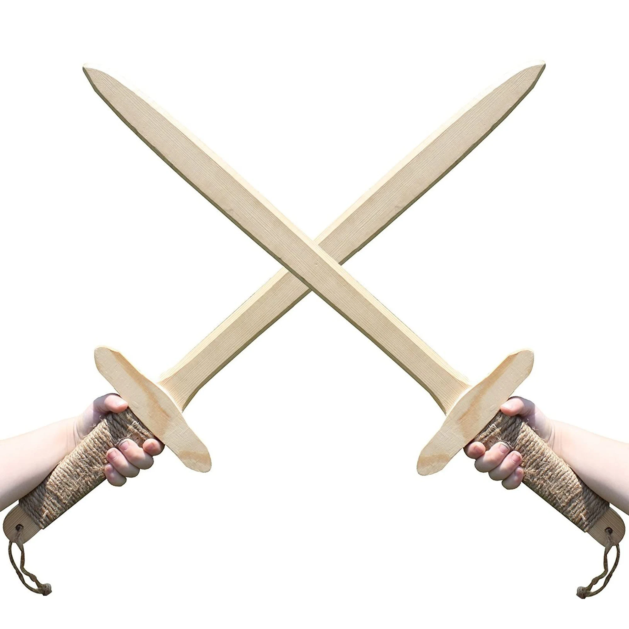 2pcs 40cm Wooden Sword Toy With Jute Wrapped Handle Boy Children Props Samurai Outdoor Sword Cosplay Katana Sword Toys Gift