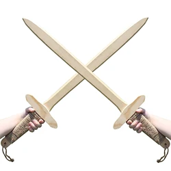 2pcs 40cm Wooden Sword Toy With Jute Wrapped Handle Boy Children Props Samurai Outdoor Sword Cosplay Katana Sword Toys Gift