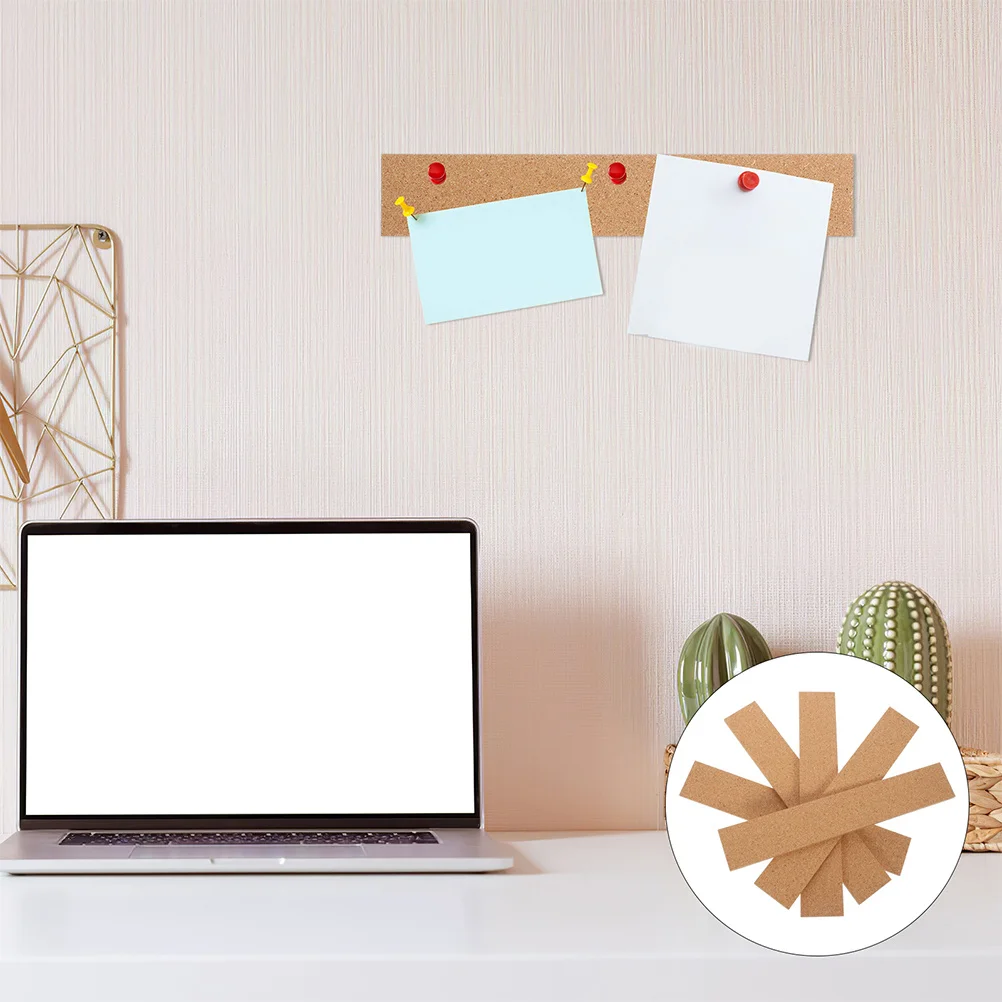 

10Pcs Frameless Cork Memo Strips Self-Adhesive for Office Home Bulletin Cork Wall Strips Photo Corkboards for Wall