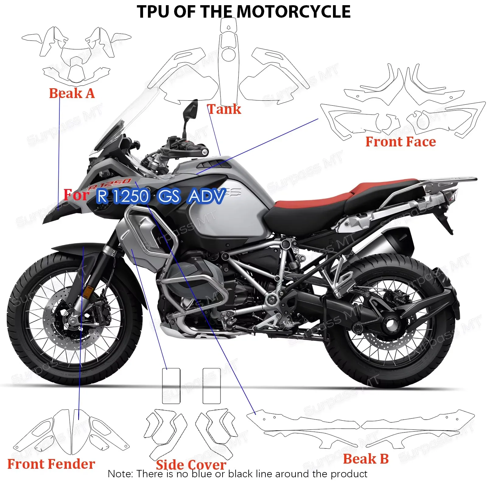 ADV PPF Motorcycle Accessories Transparent Protective Sticker For BMW R1250GS R 1250 GS Adventure TPU Paint Protection Stretch
