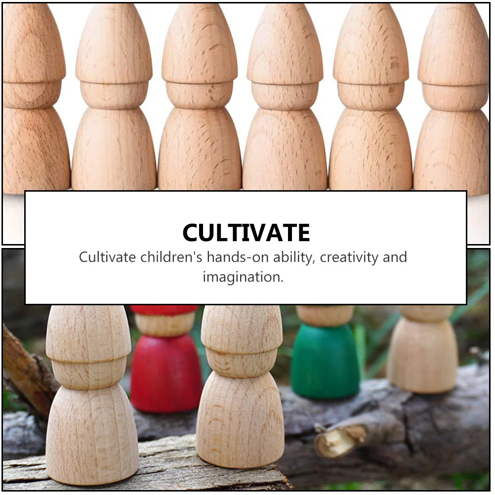 6 قطعة أوتاد الأشخاص الخشبية لتقوم بها بنفسك فارغة للأطفال التنسيق بين اليد والدماغ آمنة هدية الوتد أوتاد خشبية أوتاد الخشب #3