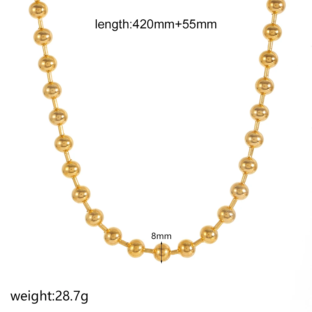 6/8mm Edelstahl-Kugelketten für Damen und Herren in Gold-/Silberfarbe mit Metallanhänger in Form eines dicken Pfirsichherzens – Detail 9