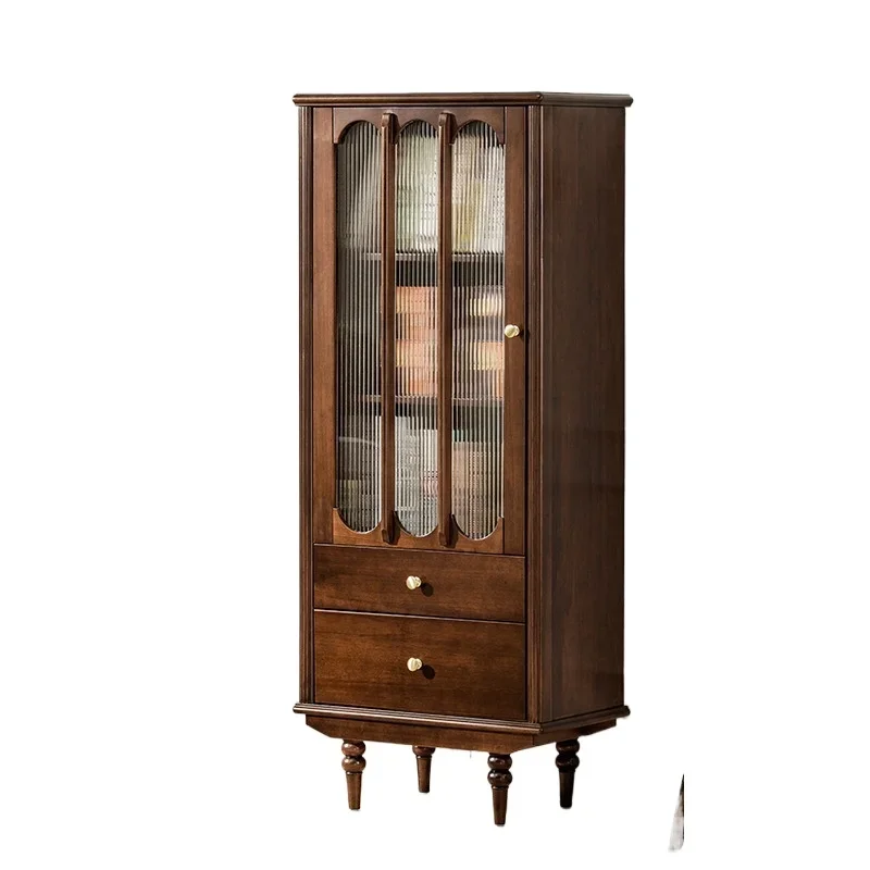 American wine cabinet display cabinet all solid wood living room home glass decorative cabinet locker