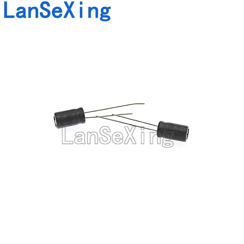 Capacitor eletrolítico de alumínio, volume 6X12, 63V, 47UF, 47UF