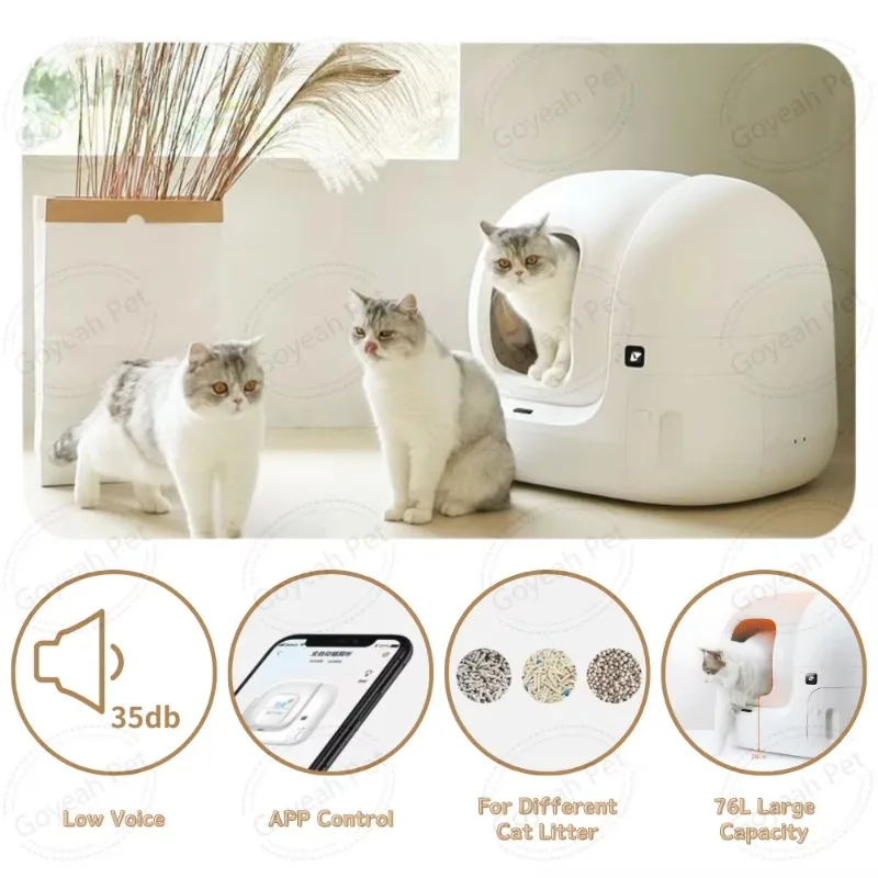 Automatic 76L Cat Litter Box App Control Smart Self Cleaning Cat Litter Box
