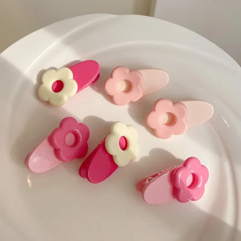 New Sweet Girly Pink Flowers Kids Hairpins Children Headwear Baby Cute Hair Clips Headdress Girls Accessories Elastic Hair Bands