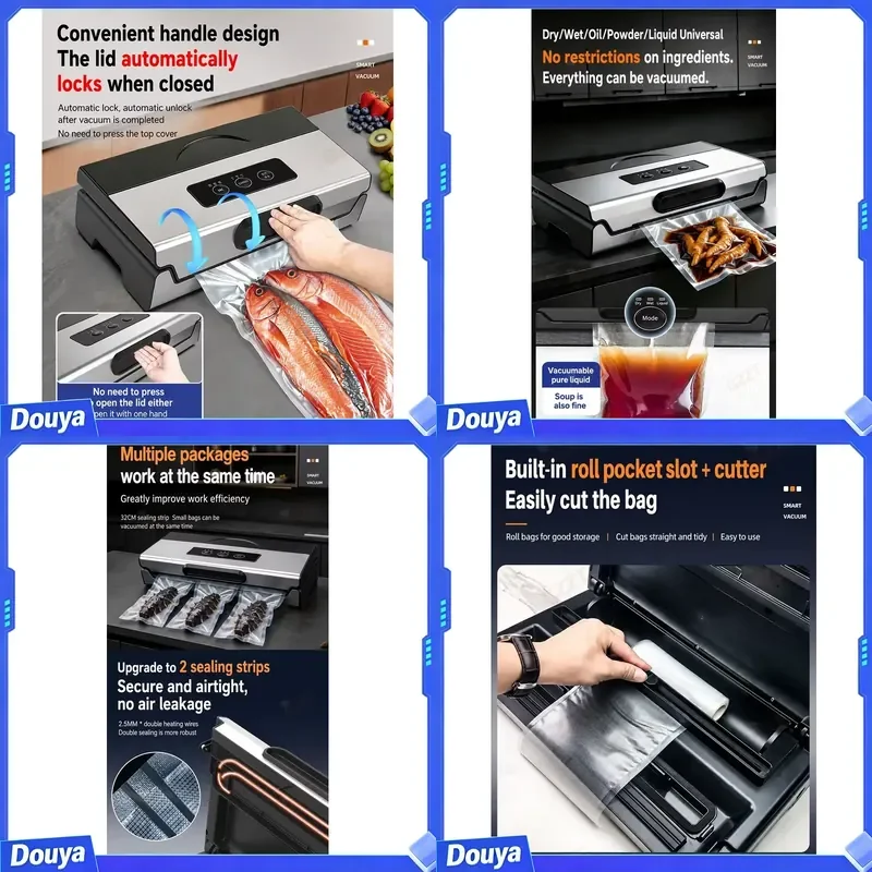 OEM 32cm Width Electric Wet/dry Dual-use Stainless Steel Abs Automatic Food Packaging Vacuum Sealer for Commercial