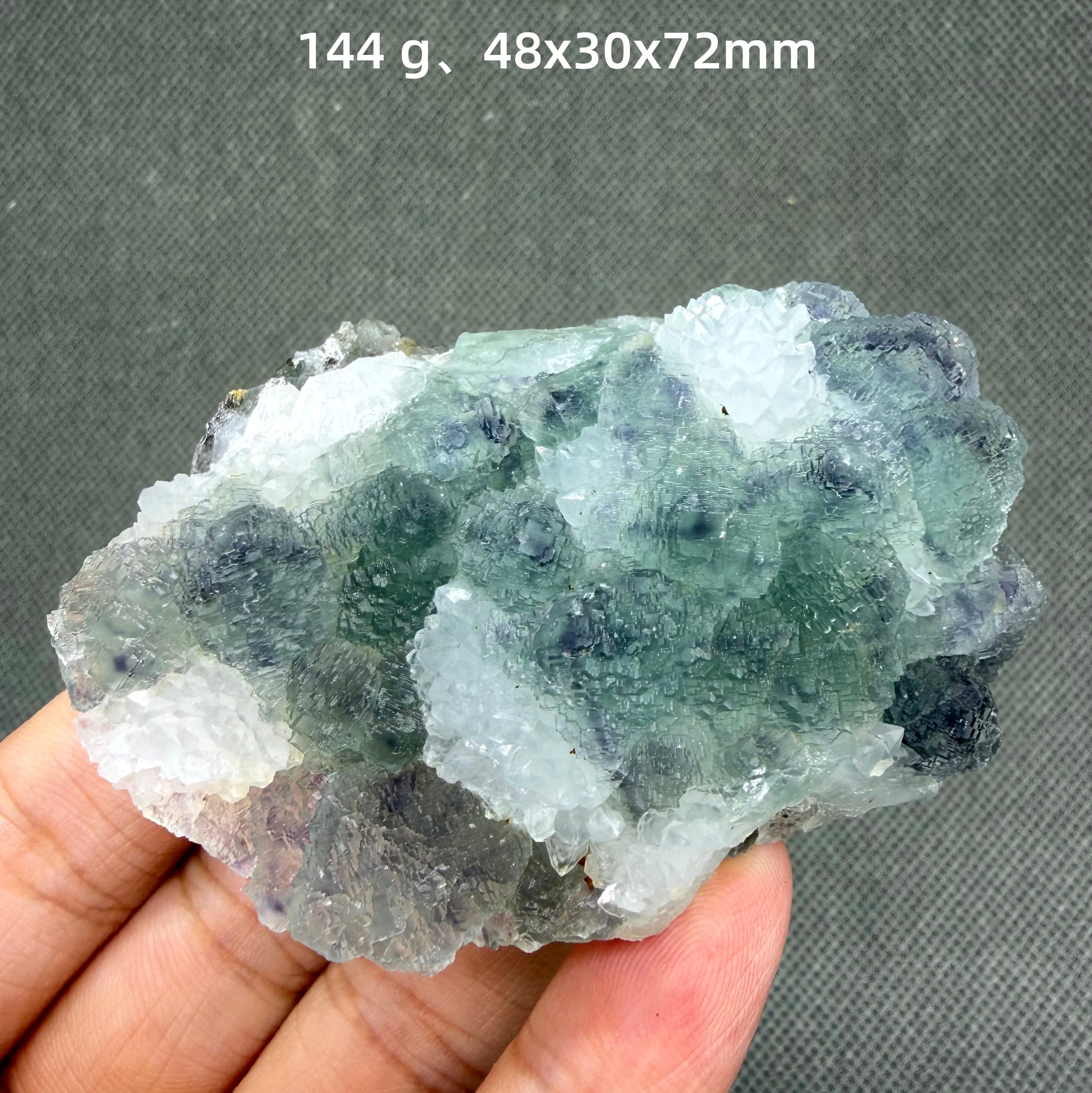 Natural Stepped Green Fluorite with Quartz Crystal Specimen, Fujian China, Mineral Collection