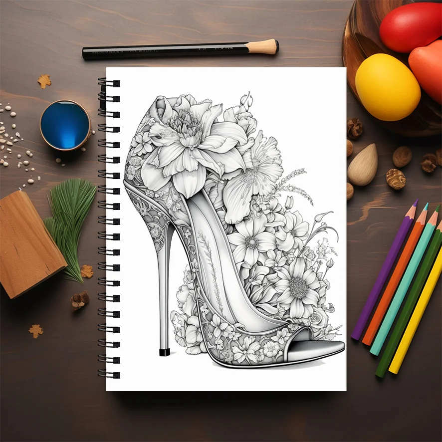 Buku Mewarnai Dewasa Sepatu Ha - Adult Coloring Book Stress Relief ulasan dan harga