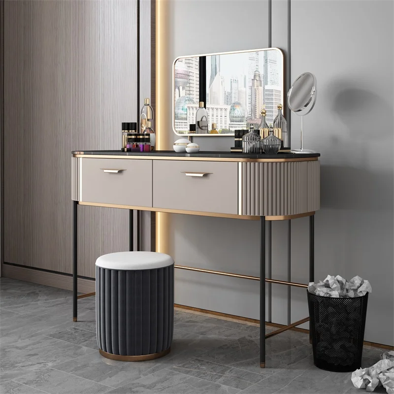 Light Luxury Stone Desktop Dresser Bedroom Modern Minimalist Small Household Dressing Table With Storage Makeup Table