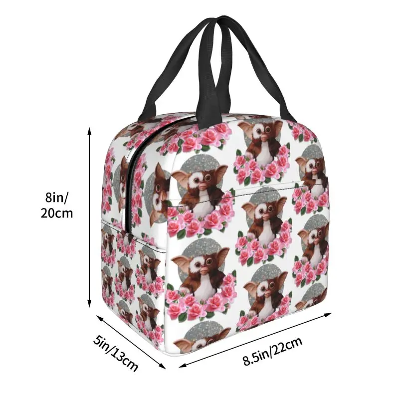 Mogwai Gremlins With Flowers Insulated Lunch Bag for School Office Gizmo Monster Waterproof Thermal Cooler Lunch Box Children