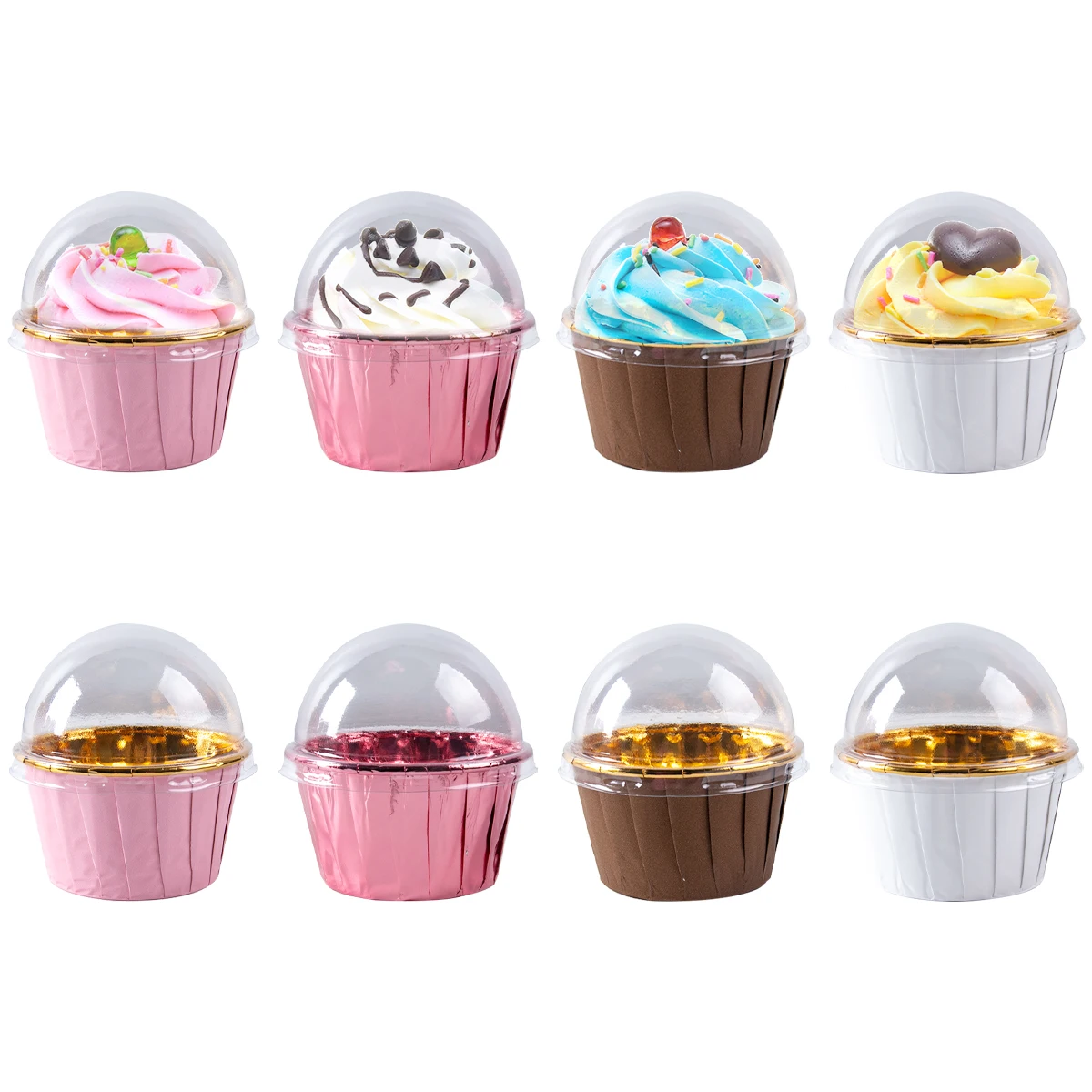 25/50 stücke folie Cupcake Liner mit Deckel Aluminium Kuchen Tasse runde Folie Back becher mit Kuppel Geburtstag Hochzeits feier Lieferungen