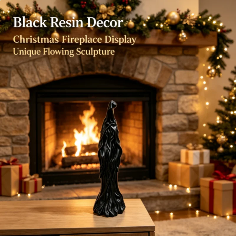 Black Faceless Cloaked Ghost Resin Figurine, Dark Gothic Tabletop Decoration Mysterious Sculpture For Home Party Halloween Decor