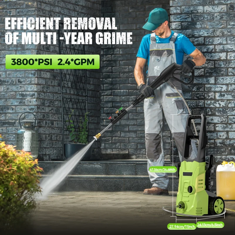 Electric High Pressure Washer - Portable Power Washer With Upgraded Soap Tank, 4 Pressure Tips