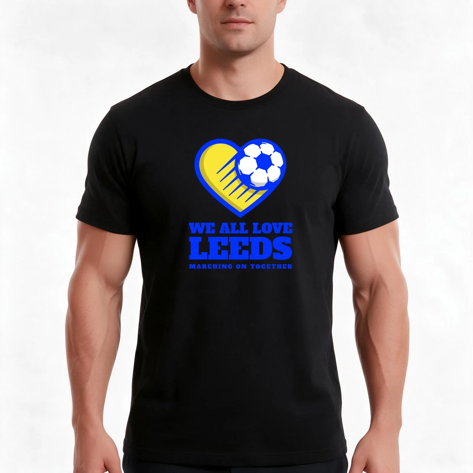 BLU WE ALL LOVE LEEDS T-Shirt, Summer Casual Cotton Tee, Oversized Streetwear Tops, Vintage Graphic Print, Unisex Men Women