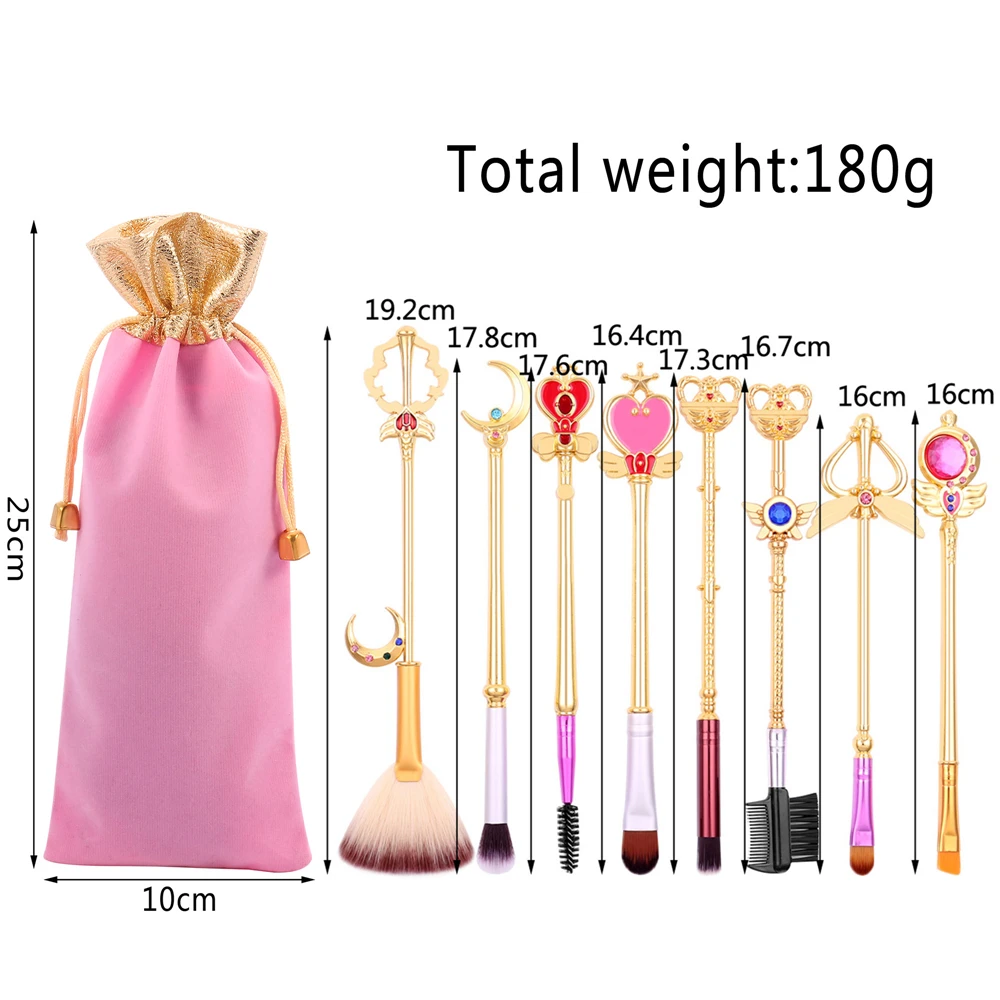 Japan Anime Sailor Moon Makeup Brushes Set Cartoon Figure Tsukino Usagi Wand Women Foundation Blush Eyeshadow Makeup Brushes