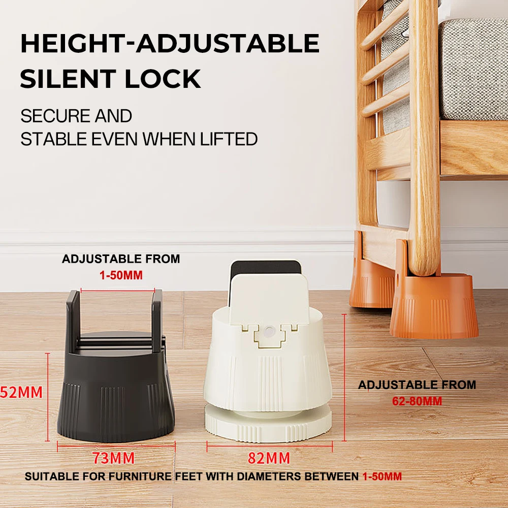 4PCS Adjustable Height Table Foot Bed Couch Foot Sofa Chair Risers Feet Leg Lift Furniture Support Elevated Easy To Install