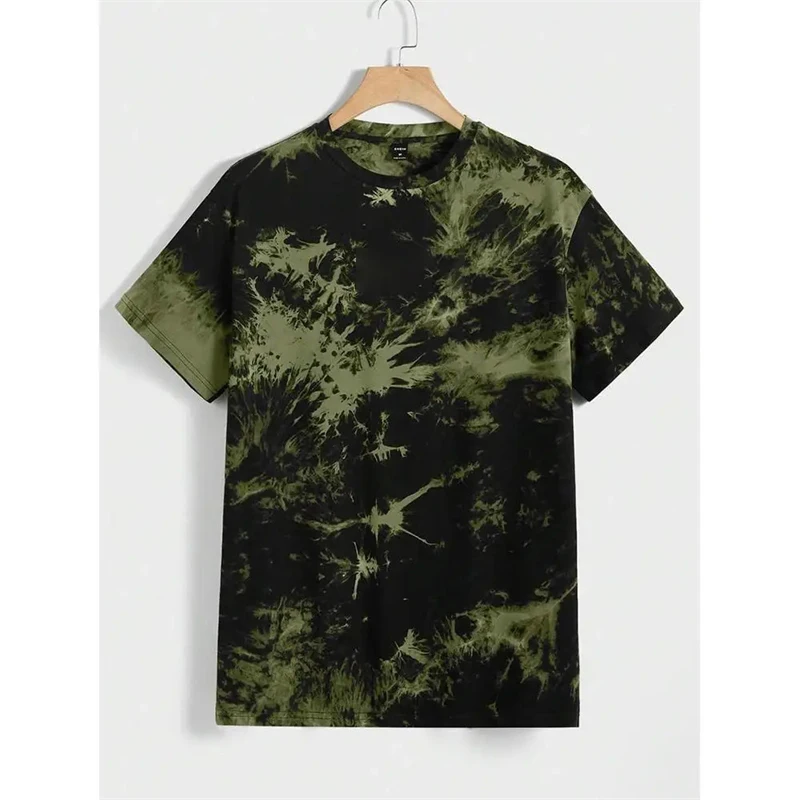 Men\'s Fashion Tie-Dye 3D Print Tshirt Short Sleeve Tops Summer Street Personality Harajuku Tees Oversized Kids O Neck T Shirt