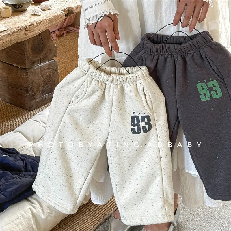 

2025 spring children's clothing spring clothing children's Korean version velvet casual pants girls spring clothing boys winter