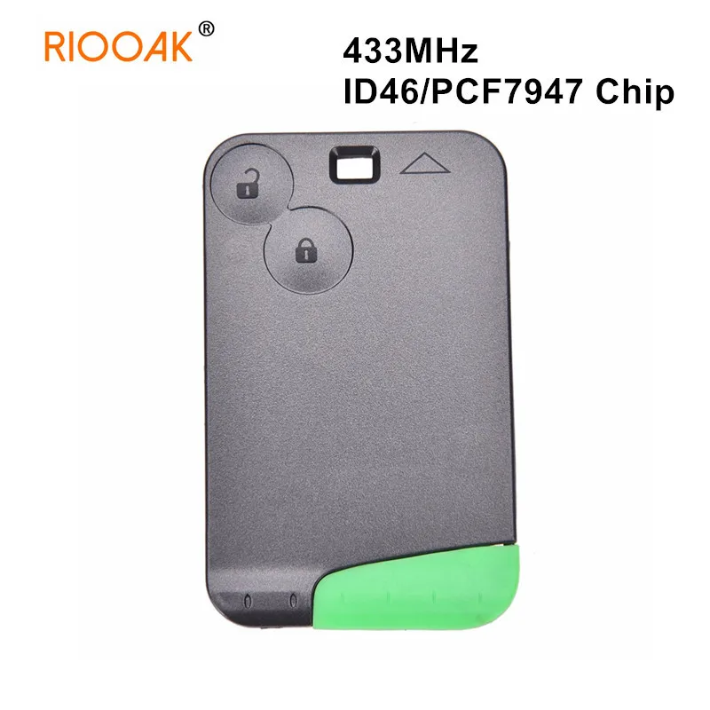 1/5/10pcs 2 Buttons  Keyless Smart Card for Renault Laguna Remote Key Fob 433MHz ID46 PCF7947 Chip Smart Fob