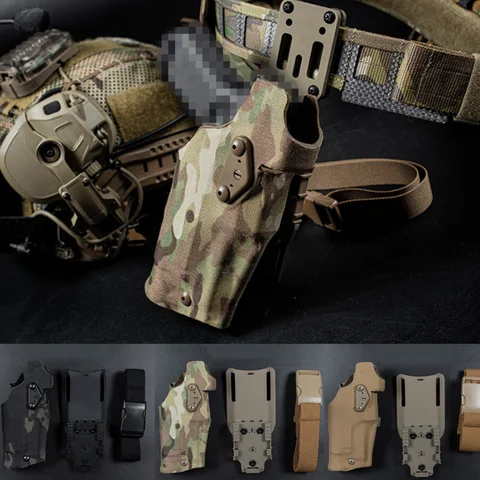 6354DO Tactical Universal Quick Release Gun Holster Pistol Carry Case For Glock 17 with X300 X300U Airsoft Flashlight Accessory