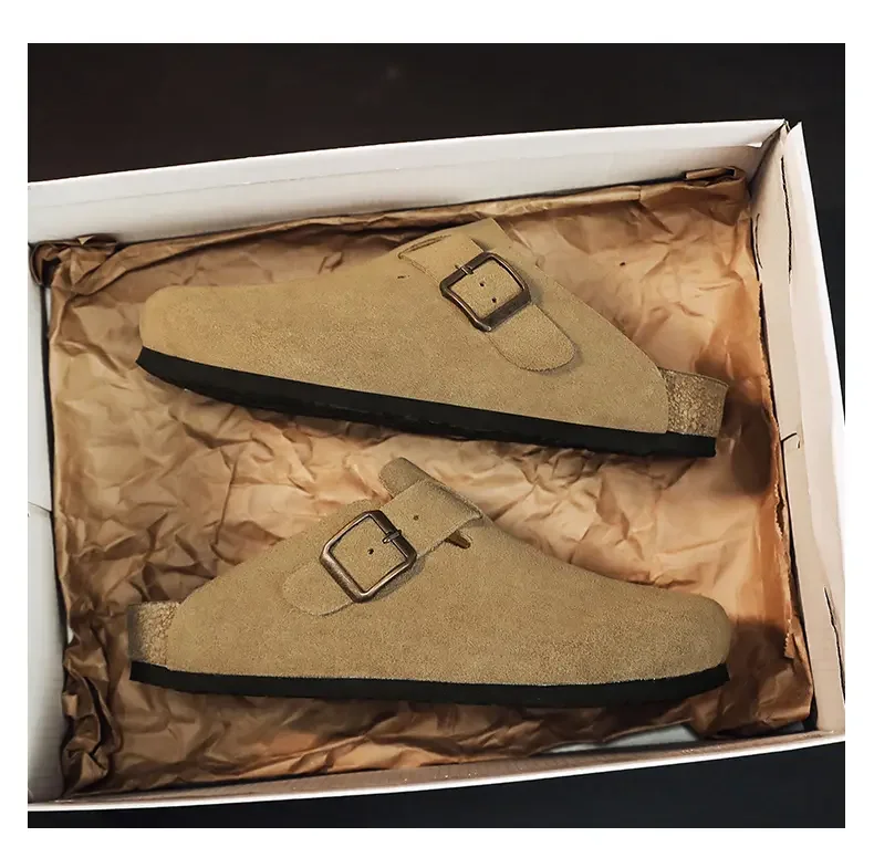 BDVE Retro Cork Clogs Slippers For Men Fashion Men Mules shoe with Arch supportUnisex classic Beach Shoes Men's Suede Sandals