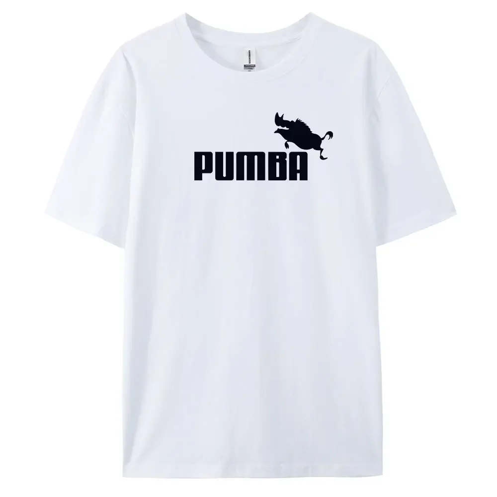 Camiseta masculina estampada legal Pumba, camiseta de algodão de manga curta para estilo elegante