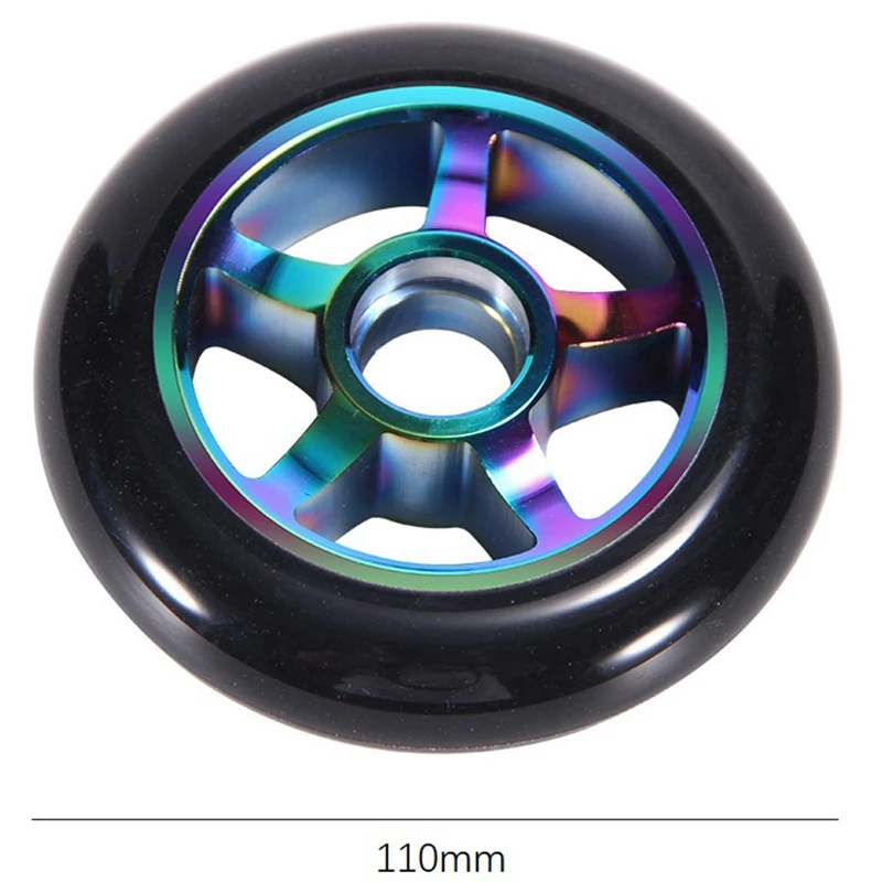 2 Pcs Children's Scooter Accessories Colorful 110X24 Extreme Car Aluminum Wheels Stunt Scooter Pu Wheels With Bearings