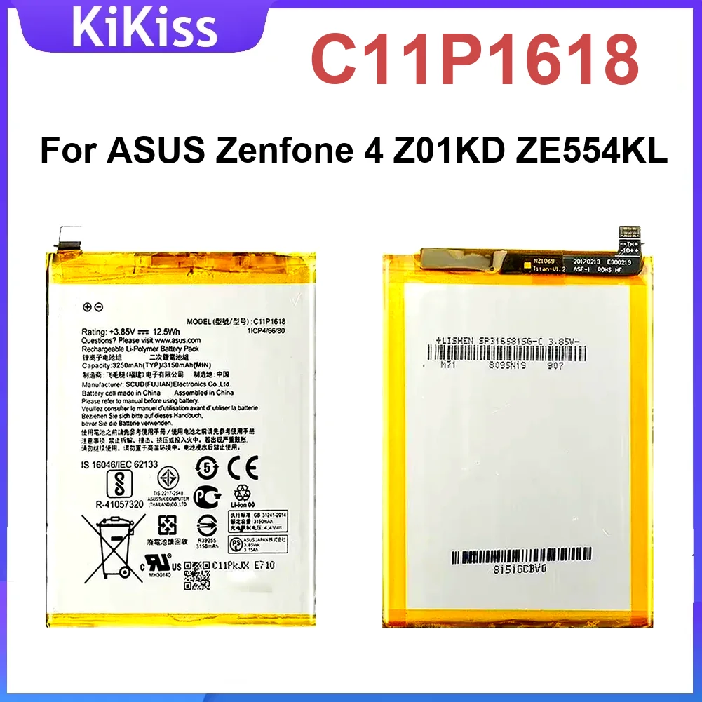 

Long-Lasting Fast-Charging C11P1618 Mobile Phone Battery For Asus Zenfone 4 Z01KD ZE554KL 3250Mah