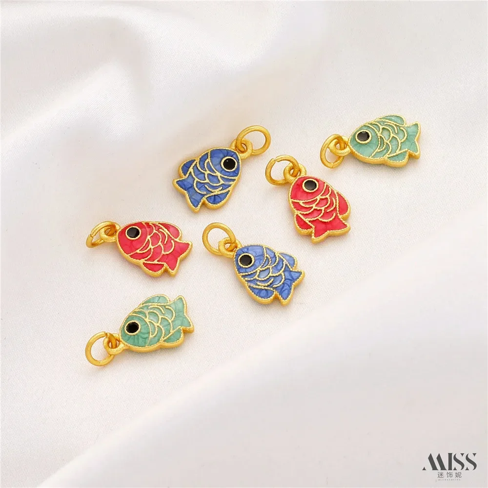 Sand Gold Dripping Oil Roasted Blue Clownfish Nemo Pendant DIY Bracelet Necklace Pendant Ear Hanging Jewelry Accessories