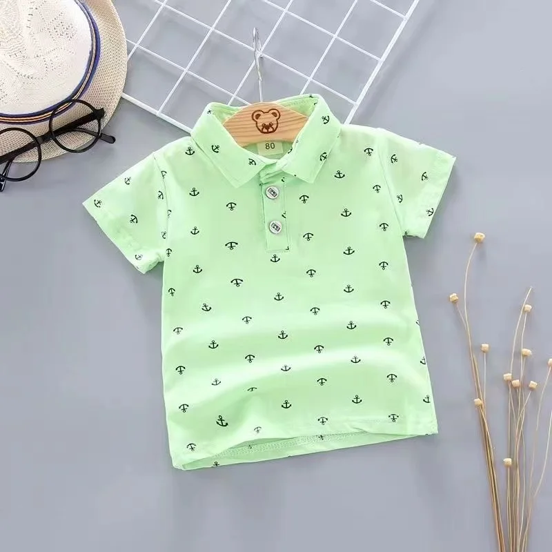 2024 Summer Baby Boys Shirts Short Sleeve Lapel Clothes for Girls Cotton Breathable Kids Tops Outwear 12M-5Y