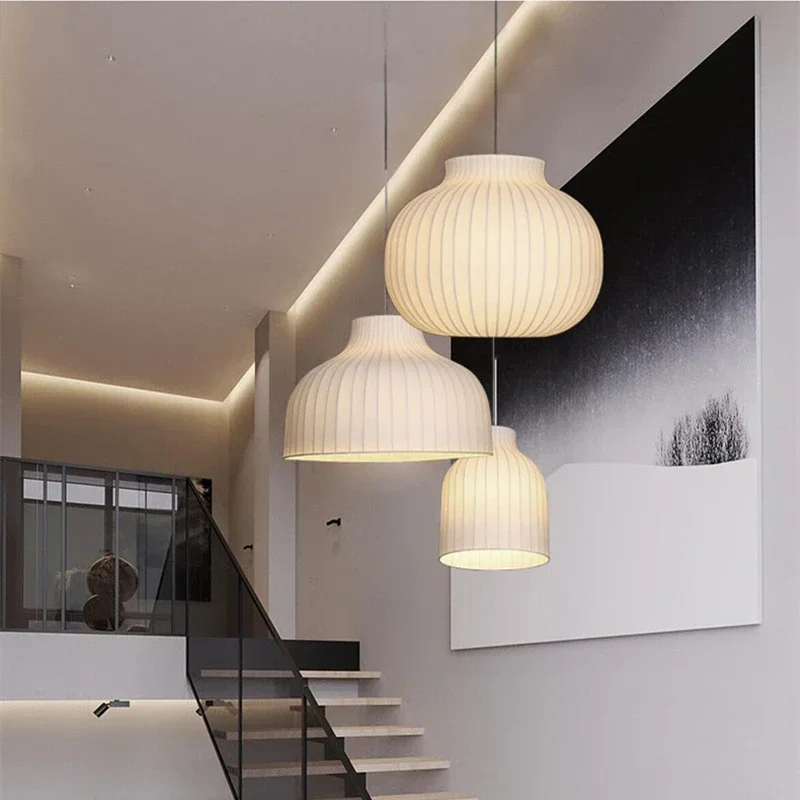Modern Chinese Style Silk Led Ceiling Chandelier For Living Room Bedroom  Study Hotel Pendant Lamp Three Styles Available