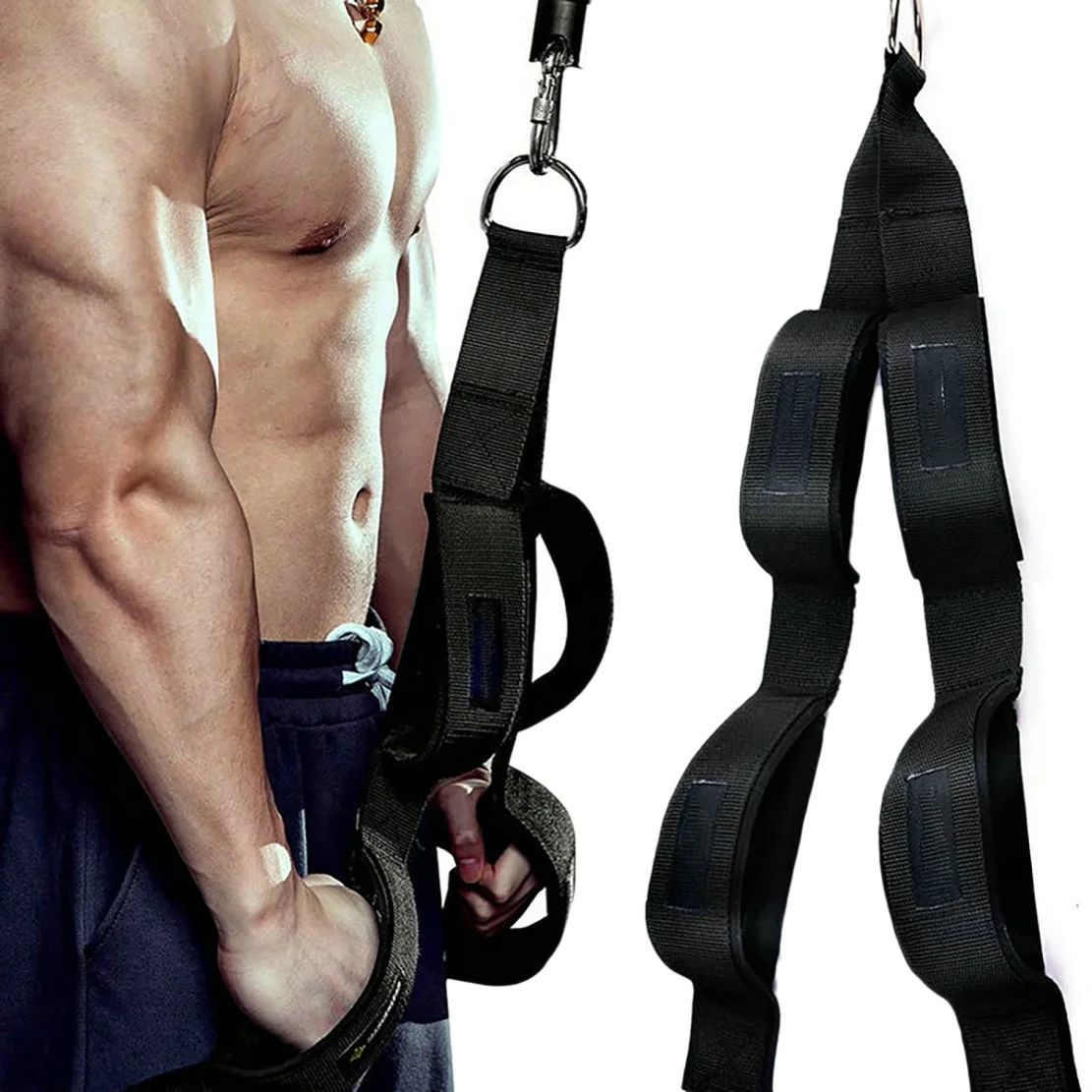 Tricep Rope Cable Attachment with 2 Handles,Tricep Pull Down Rope for Push Downs,Crunches,Facepulls for Professional Gym