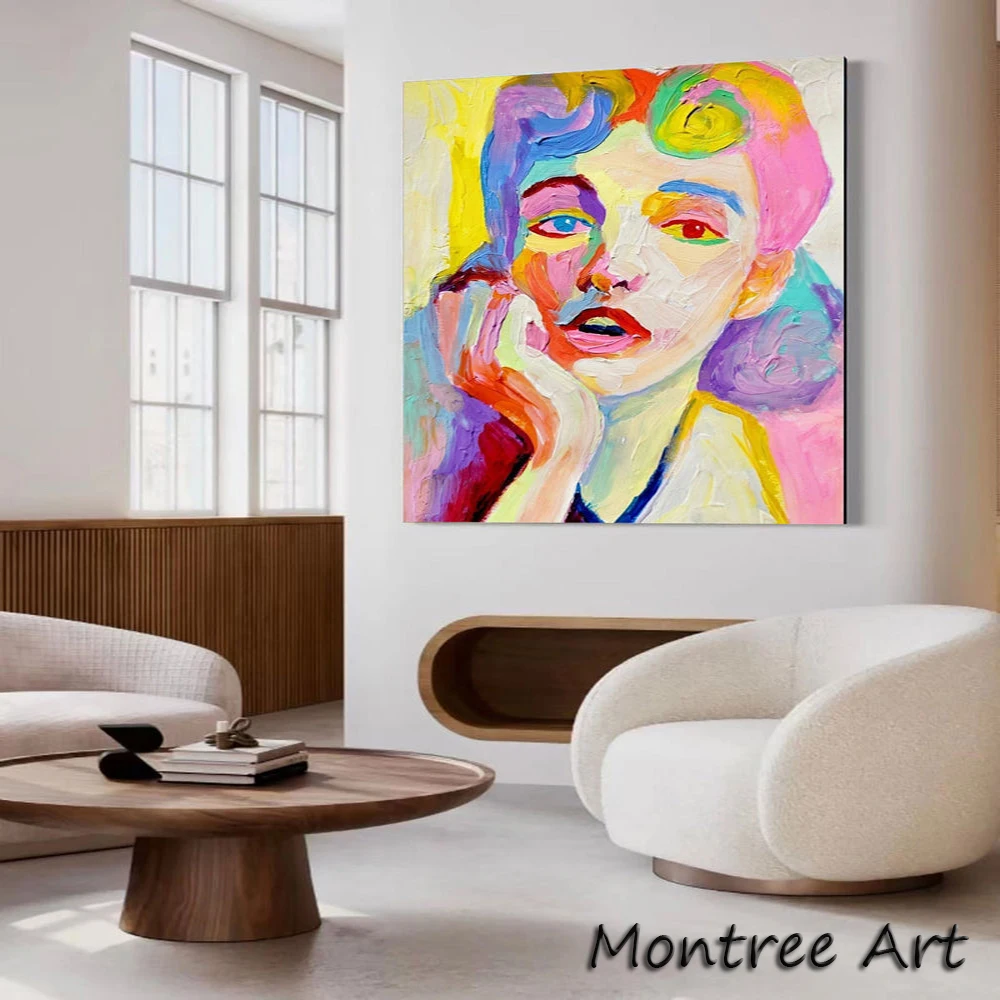 Aritist Handmade Modern Oil Painting Canvas Wall Art Decoration POP ART PORTRAIT painting Living Room Home Decoration  Painting