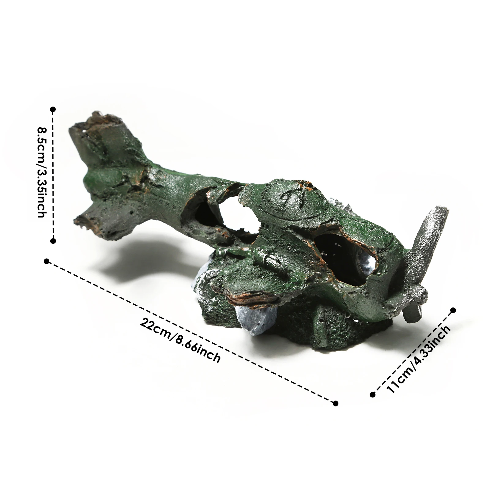 Resin airplane wreckage model, aquarium fish tank landscaping decoration, fish hiding cave