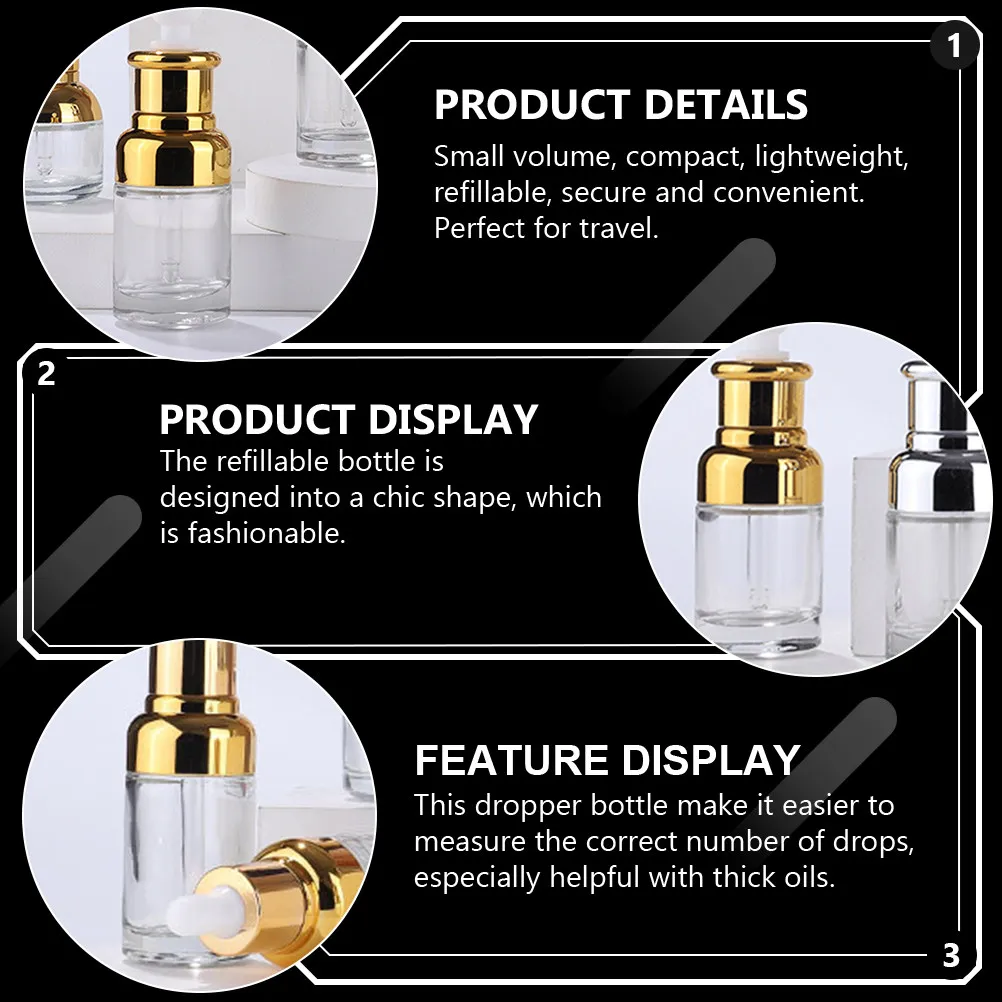 

6Pcs 30Ml Clear Amber Glass Dropper Bottles Empty Essential Oil Perfume Bottles Dispenser Carrier for DIY Aromatherapy Skincare