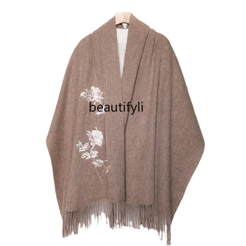 

Autumn and winter warm embroidered wool scarf cheongsam shawl high-end gift birthday gift