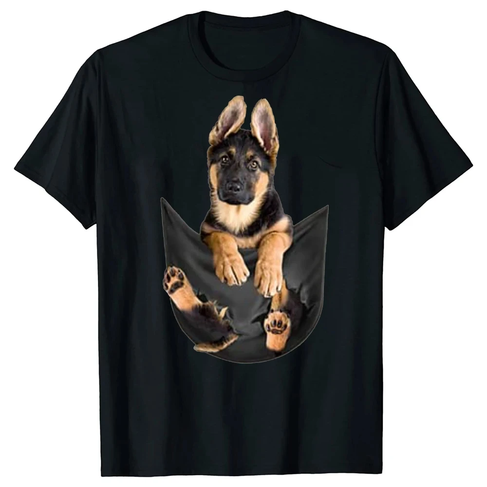 German Shepherd In Pocket Funny Dog Lover Gifts T Shirts Graphic Cotton Streetwear Short Sleeve Birthday Style T-shirt 50728