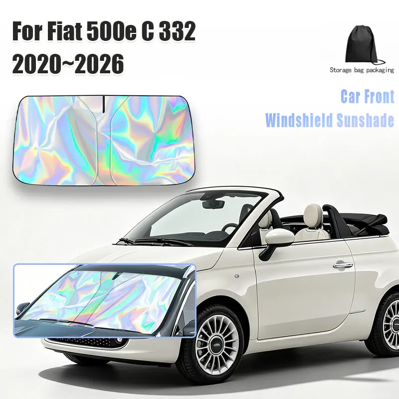 

For Fiat 500e C 332 2020-2026 Car Front Window Sun Visor Blocks UV Reflective Parasol Sunshade Protector Cover