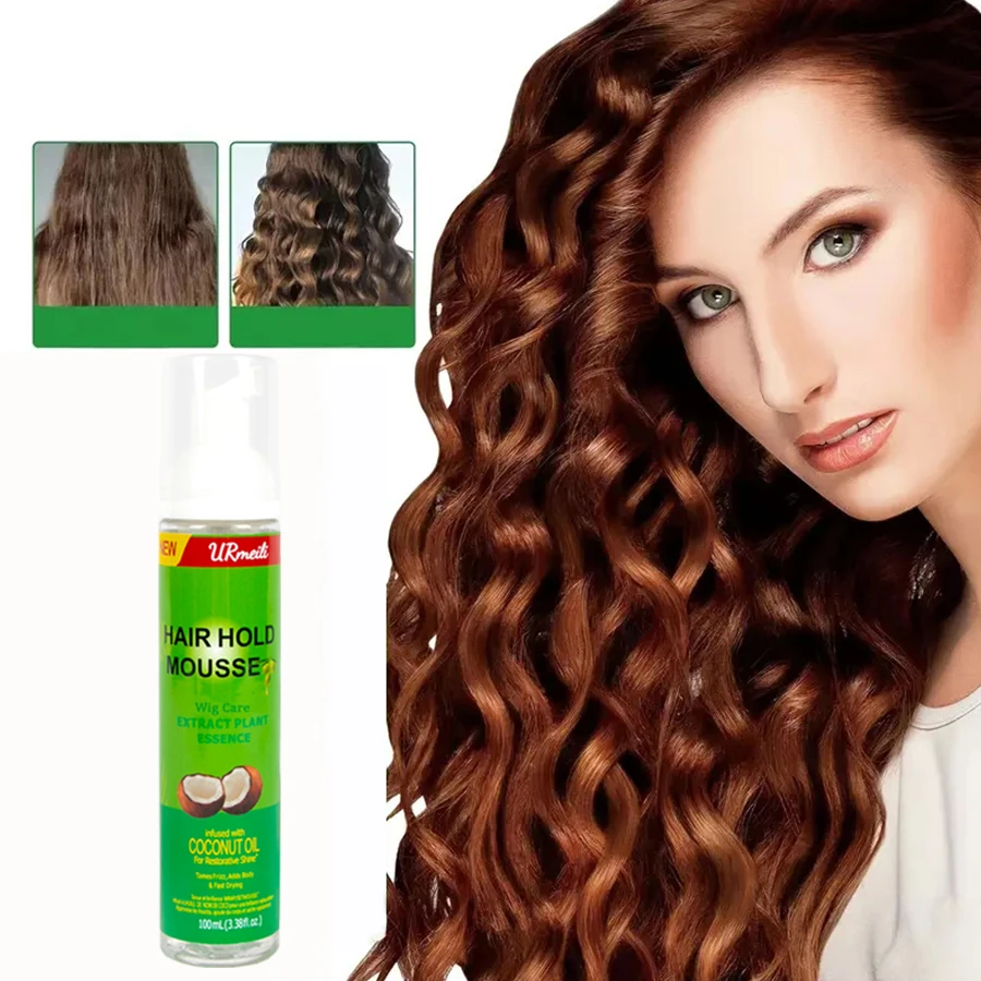 

100MLCurly Hair Mousse For Wigs Strong Hold Olive Oil Hair Styling Mousse Anti-Frizz Hair Foam Mousse For Styling Hair Women Men