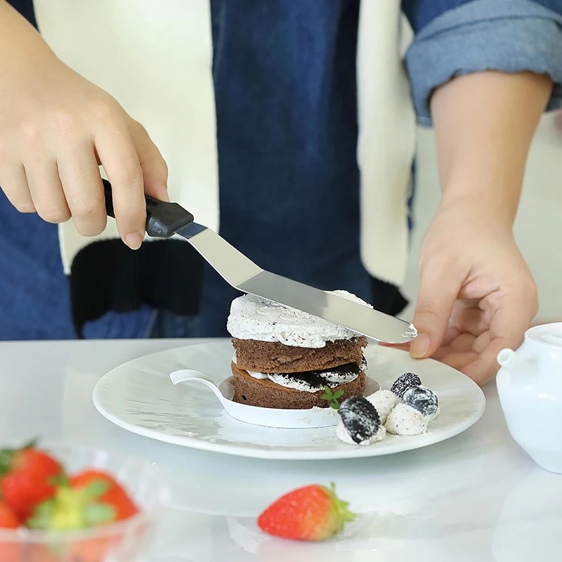 アングルとステンレス鋼のスパチュラ,ハンドル付きケーキセット,クリーム装飾,フロスティング,フォンダン,スムージングナイフ