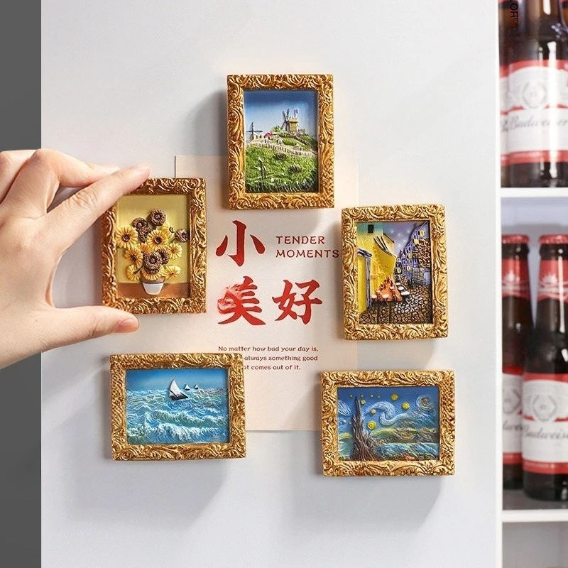 ​Magnetic Van Gogh Fridge Stickers, 3D Resin Art Magnets for Refrigerator Office, Unique European Style Gifts for Art Lovers