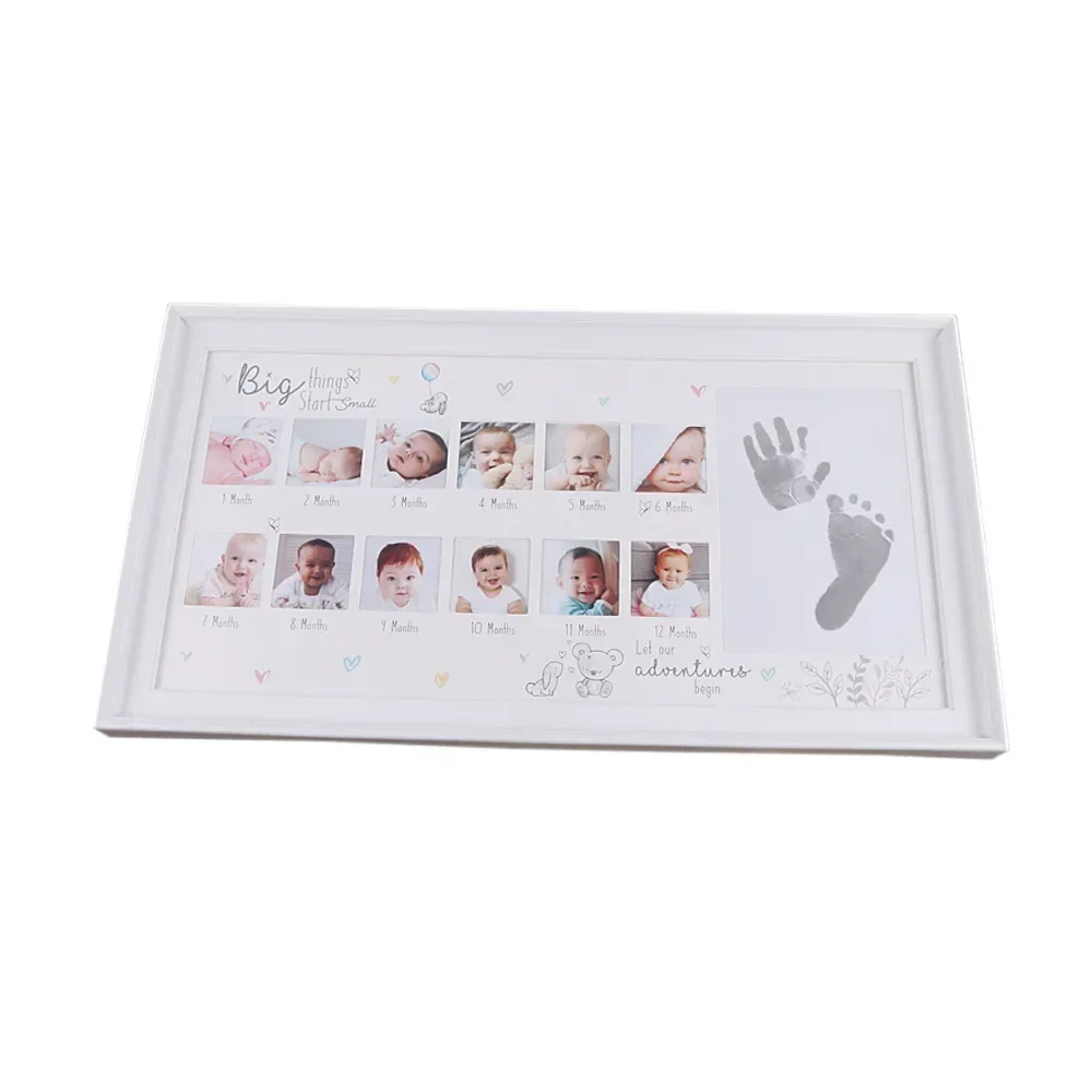 Newborn Commemorative 12 Month Old Baby Growth Picture Frame Hand and Foot Print Picture Frame, Foot Print Picture Frame