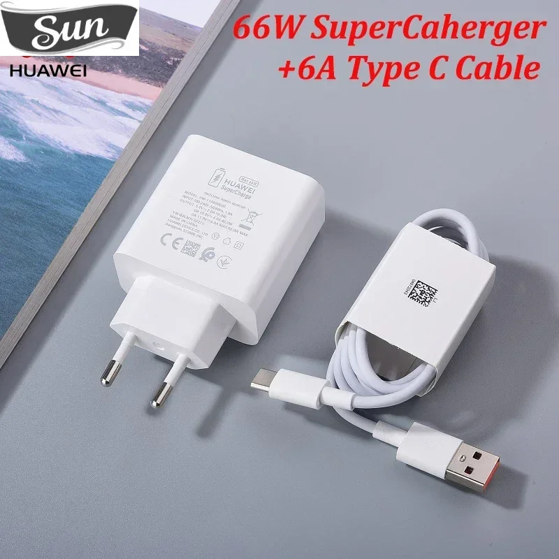 66W Original HUAWEI Super Charge Quick USB Wall Charger Travel Charge 6A Type C Cable For Mate 50 40 30 P40 Pro Nova9 P 60 50 40