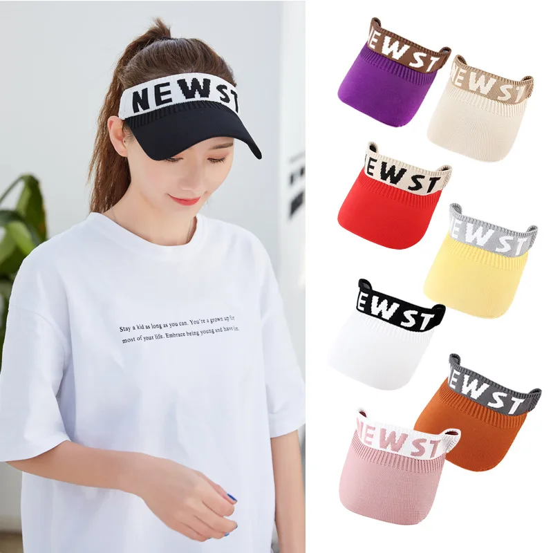 New Arrival Summer Hat Women's Sun Visor Sun Hat Anti-ultraviolet Elastic Hollow Top Hat New Casual Golf Tennis Caps Gorras