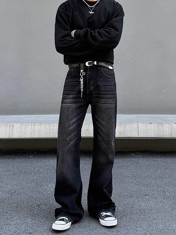 

Мужские джинсы в американском ретро-стиле, прямые, свободного кроя, из износостойкого денима, для повседневной носки весной, летом и осенью.