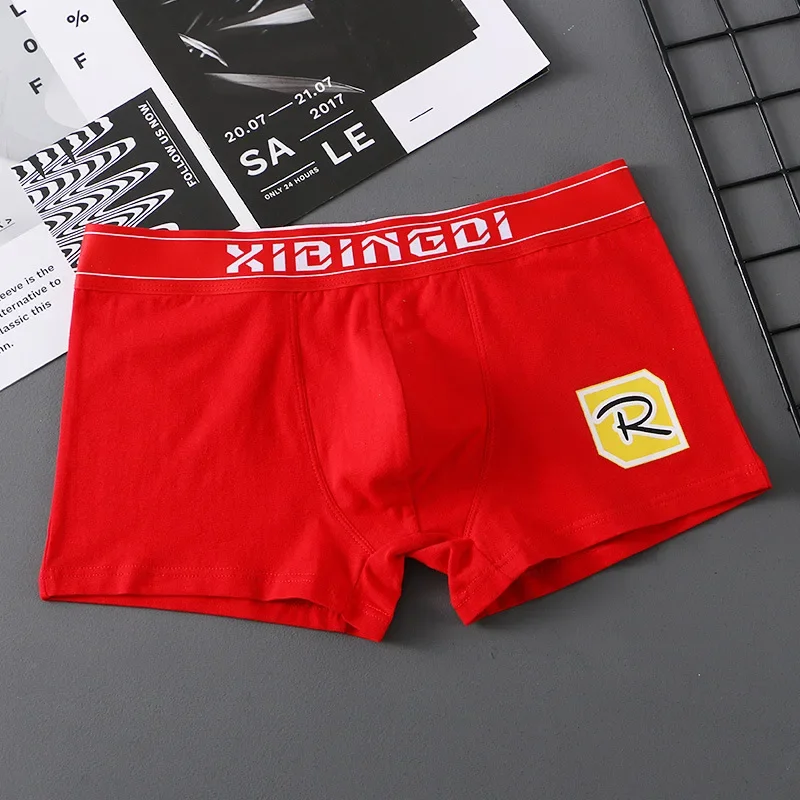 Men's Fashionable Trunk Skin Friendly Cotton Breathable Personality Bulge Pouch Boxer Shorts Student Simple Comfy Sports Panties