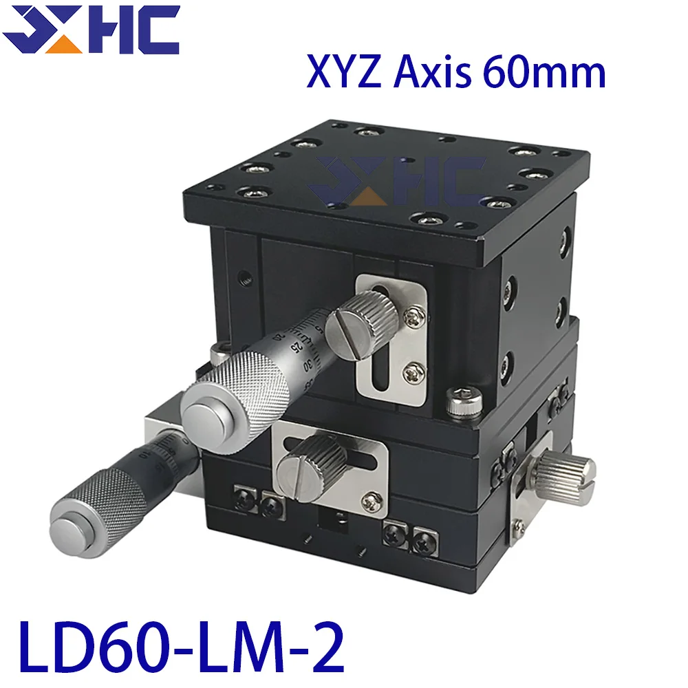 

XYZ Axis 60*60mm LD60-LM-2 Sliding Table Manual Displacement Platform High Precision Linear Stage Sliding XYZ Double Cross Rail