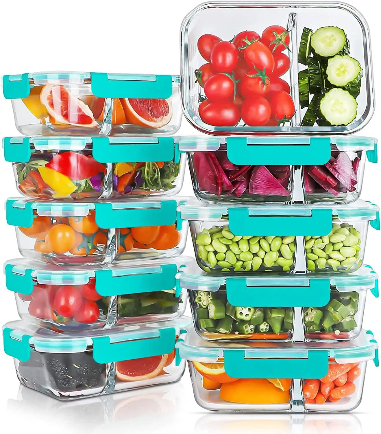 

10-Pack 30oz Glass Meal Prep Containers with Lids, Airtight Bento Boxes for Oven, Freezer & Dishwasher