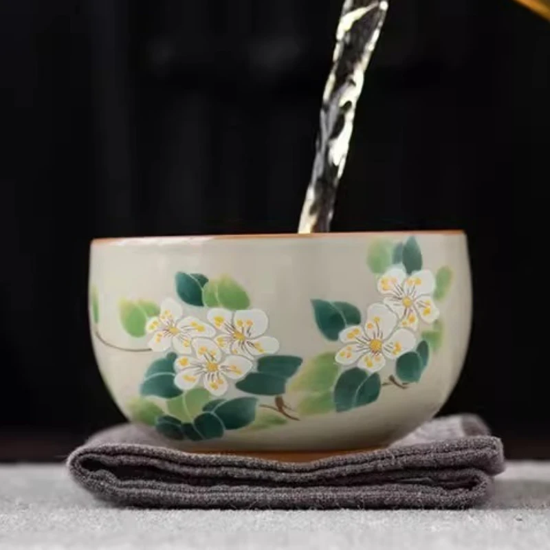 Hydrangea Tea Cup Ceramic Tea Set Master Cup Guest Cup Tasting Cup Household Kung Fu Tea Set Drinking Bowl